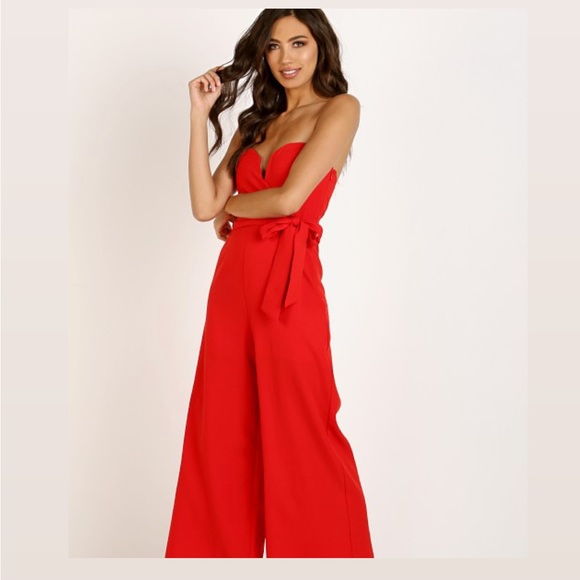 ASTR Zion Strapless Jumpsuit in Red - Picture 2 of 5